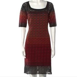 M Missoni Gradient Fan Stitched Sheath knit Dress 10 orange black red